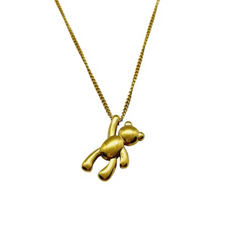 necklace steel gold chain bear1